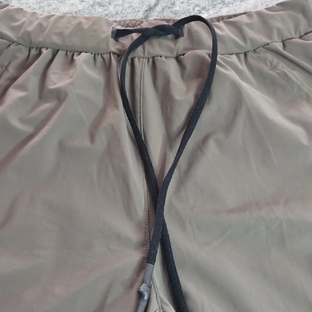 ASRV Men's Medium Tannish Gray Black Trim Active Drawstring Cargo Jogger Pants - Picture 6 of 15